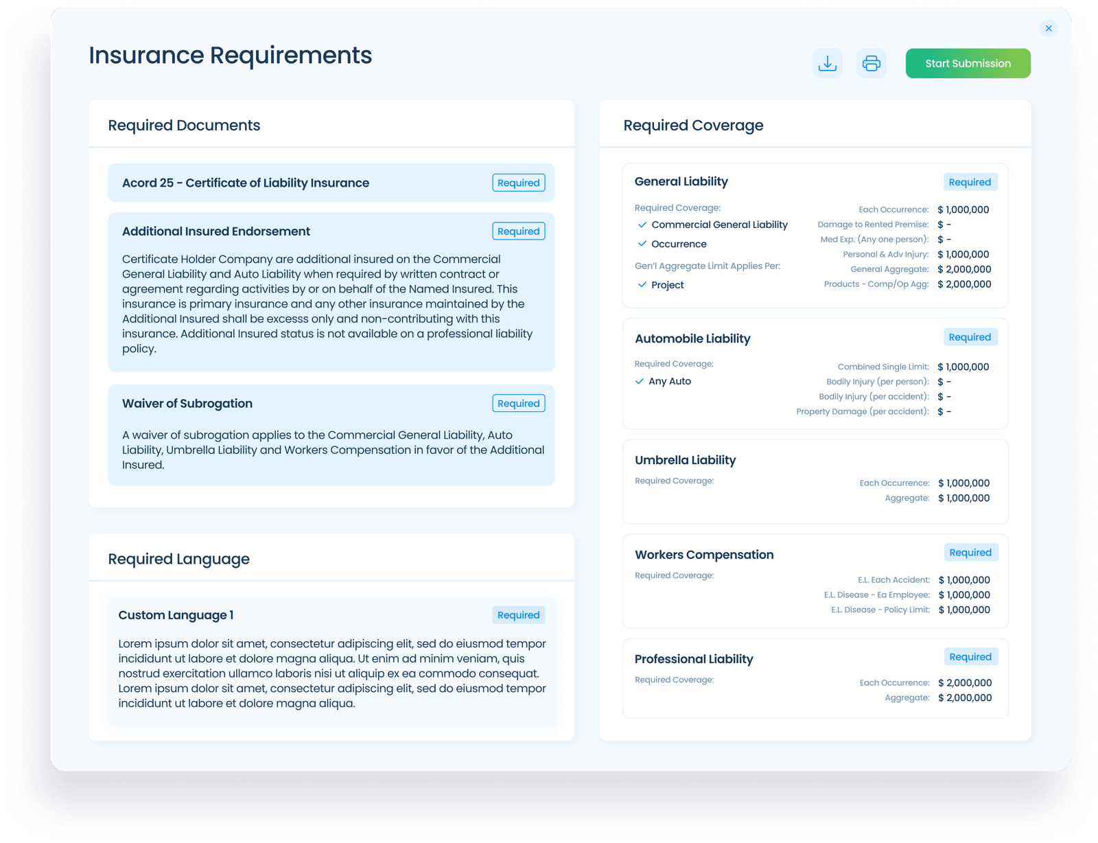 View Requirements Modal (comp)